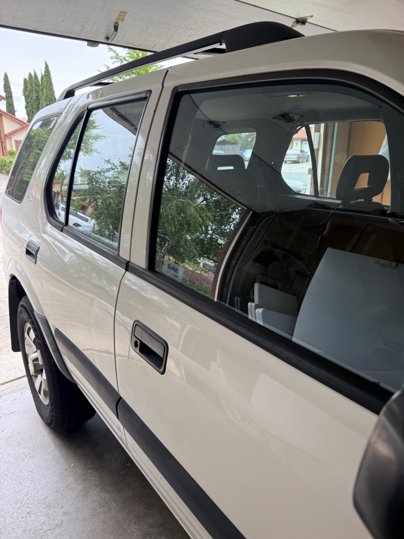 Before mobile window tint on white SUV in Napa CA